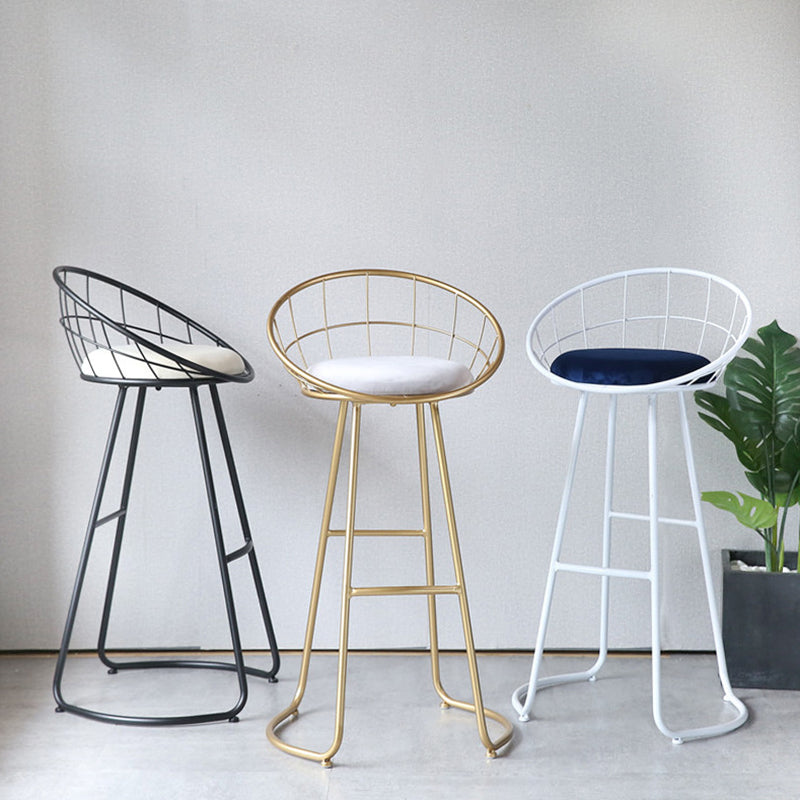 Contemporary Low Back Bar Stools Metal Barstool with Cushion for Bar