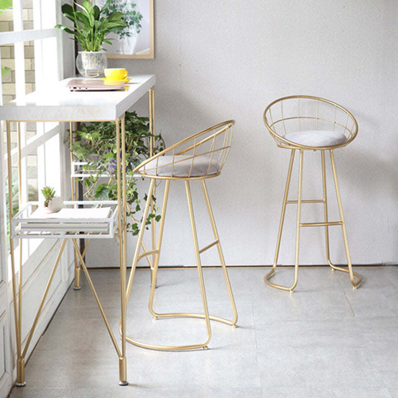 Contemporary Low Back Bar Stools Metal Barstool with Cushion for Bar