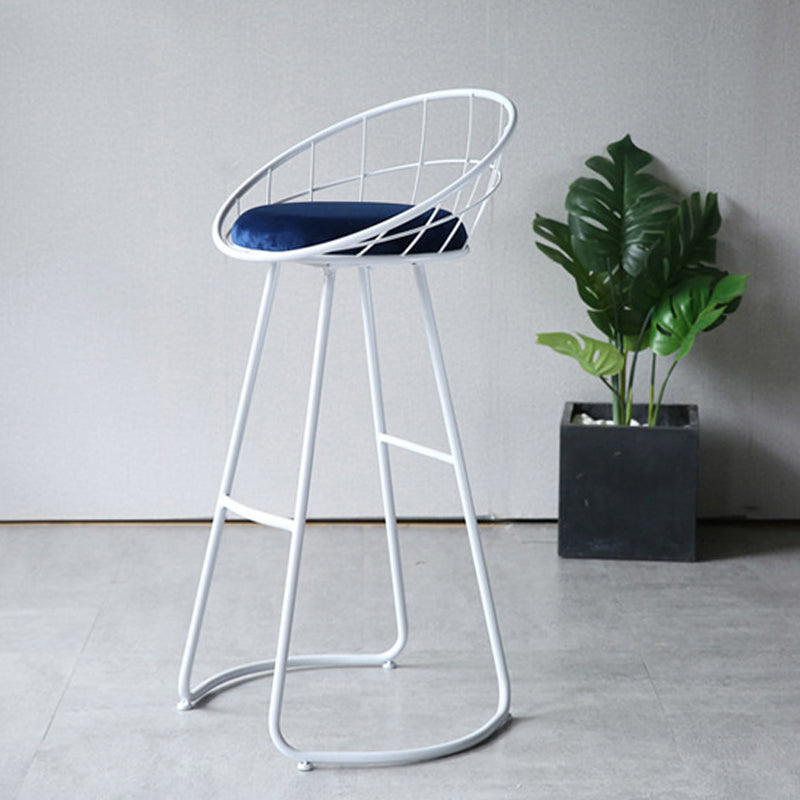Contemporary Low Back Bar Stools Metal Barstool with Cushion for Bar