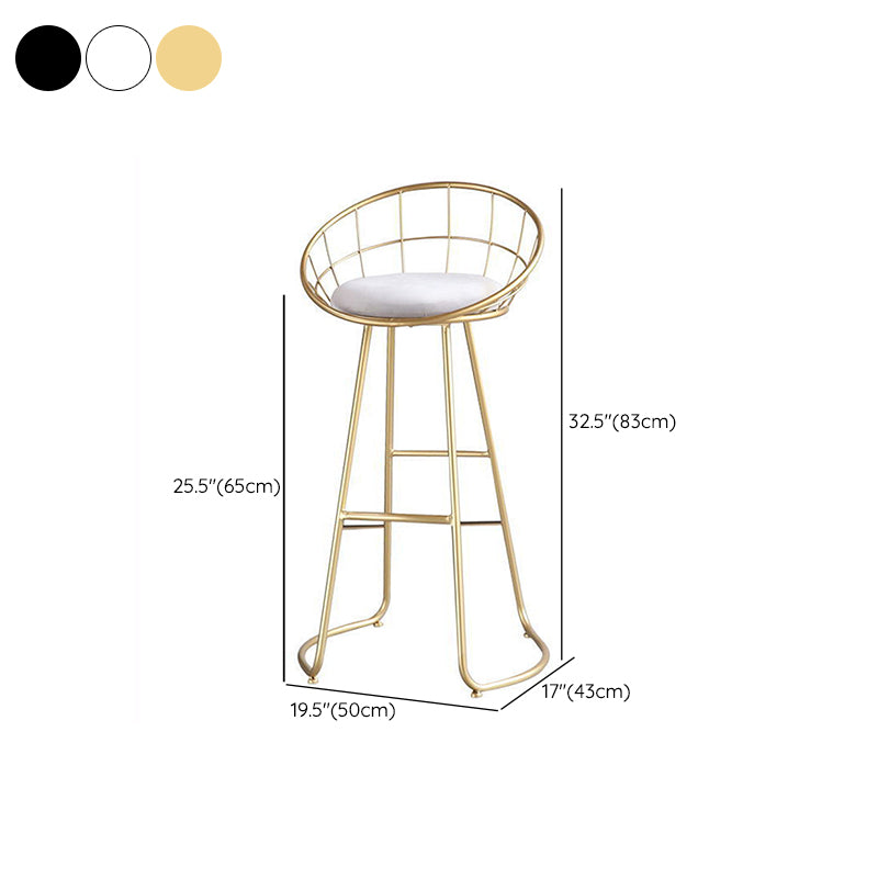 Contemporary Low Back Bar Stools Metal Barstool with Cushion for Bar
