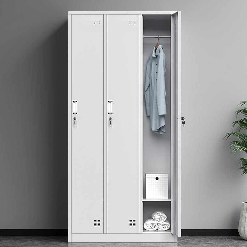 Hinged Door Cabinet for Bathroom Gray Metal Modern Storage Cabinet