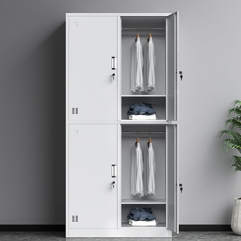 Hinged Door Cabinet for Bathroom Gray Metal Modern Storage Cabinet
