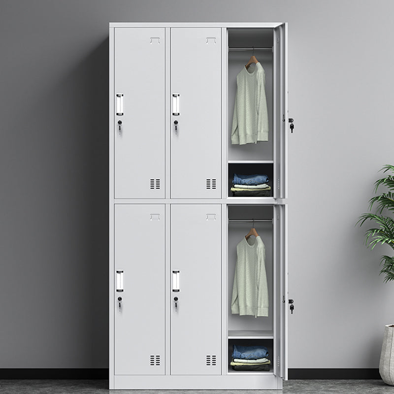 Hinged Door Cabinet for Bathroom Gray Metal Modern Storage Cabinet