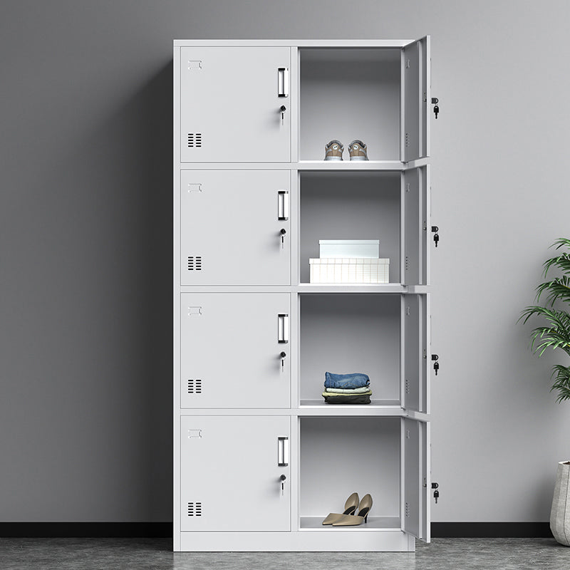 Hinged Door Cabinet for Bathroom Gray Metal Modern Storage Cabinet