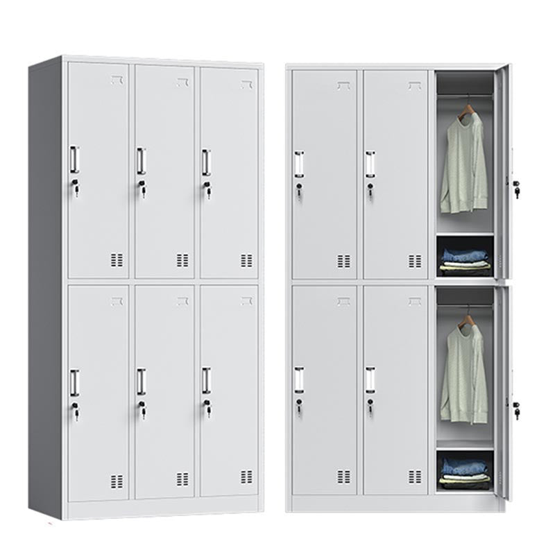 Hinged Door Cabinet for Bathroom Gray Metal Modern Storage Cabinet