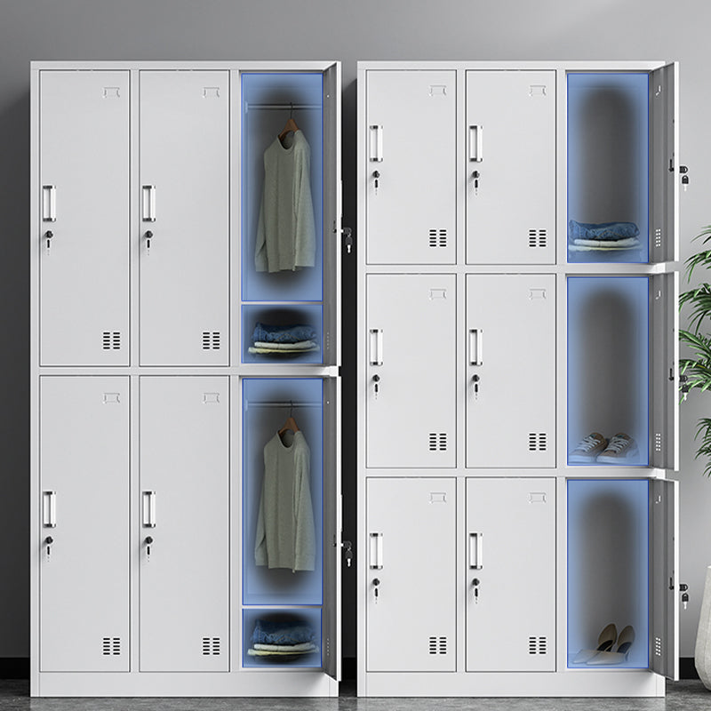 Hinged Door Cabinet for Bathroom Gray Metal Modern Storage Cabinet