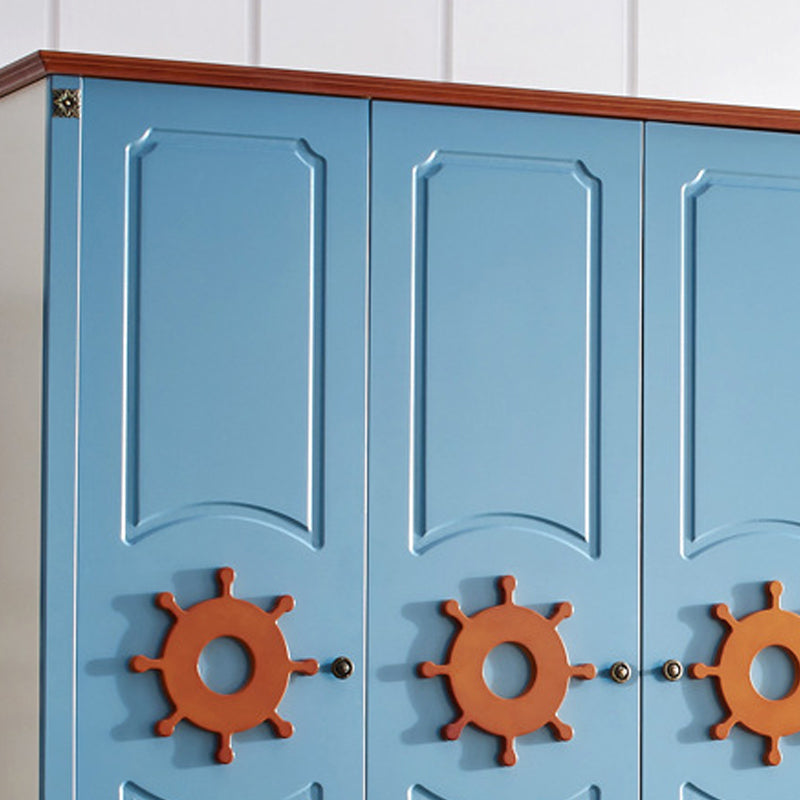 Hinged Wooden Wardrobe Cabinet with Legs Coastal Wardrobe Armoire