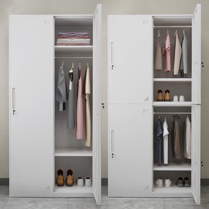 Hinged Wardrobe Cabinet with Lock Industrial Steel Wardrobe Armoire