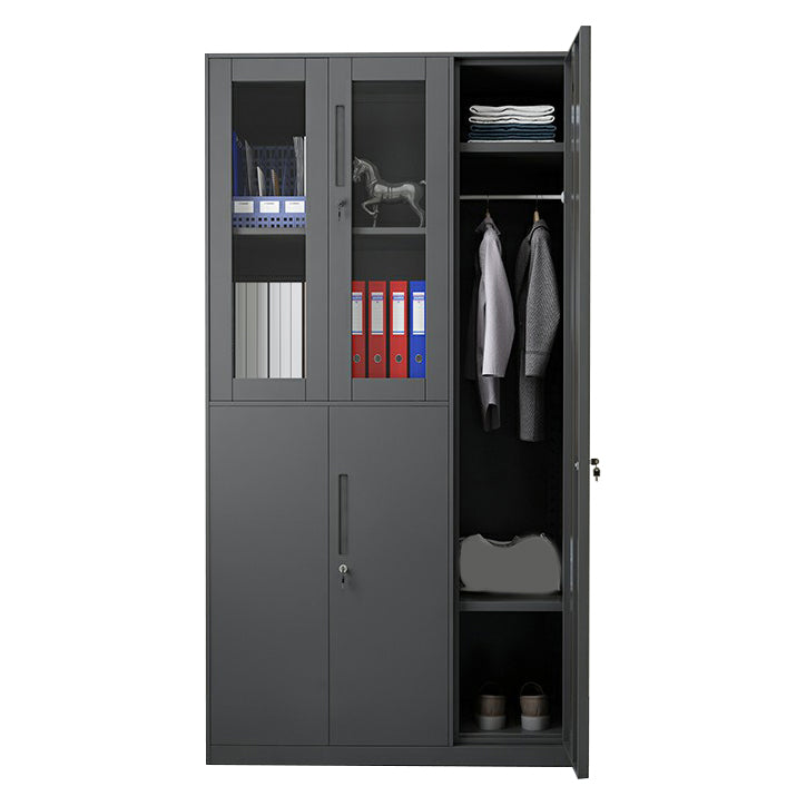 Hinged Wardrobe Cabinet with Lock Industrial Steel Wardrobe Armoire
