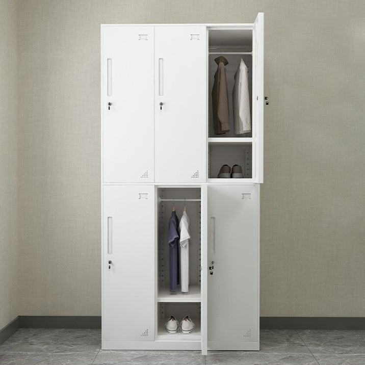 Hinged Wardrobe Cabinet with Lock Industrial Steel Wardrobe Armoire