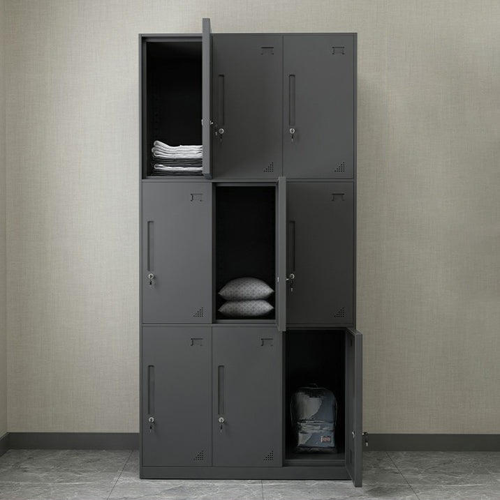 Hinged Wardrobe Cabinet with Lock Industrial Steel Wardrobe Armoire