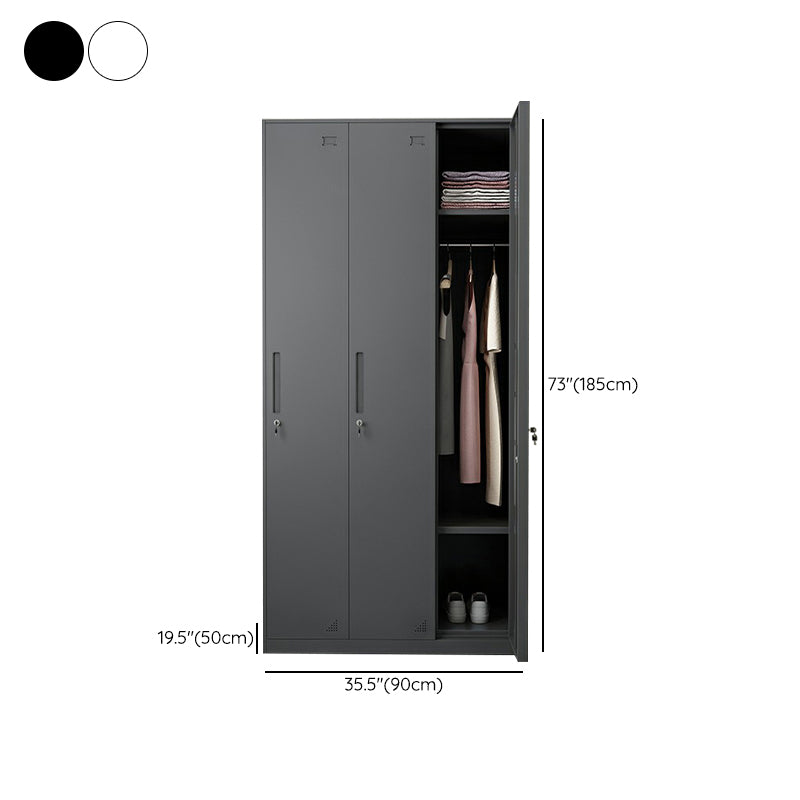 Hinged Wardrobe Cabinet with Lock Industrial Steel Wardrobe Armoire