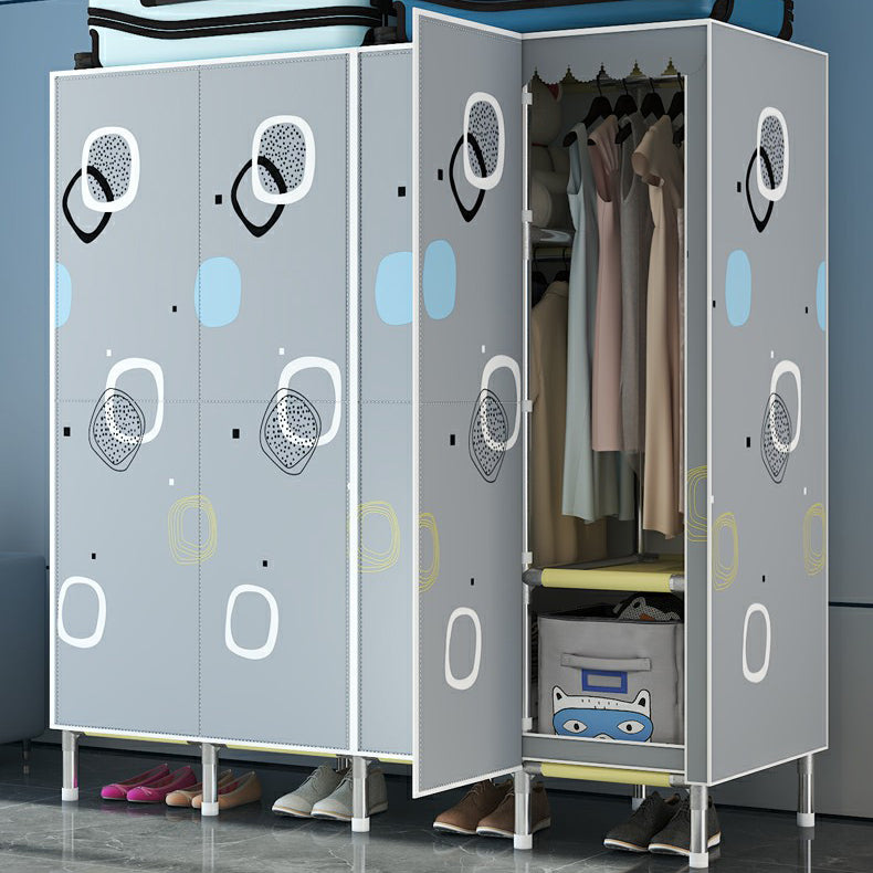 Hinged Steel Wardrobe Armoire Contemporary Wardrobe Closet with Legs