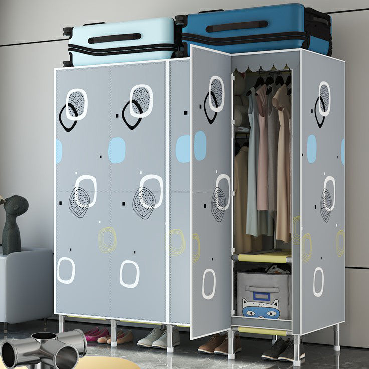 Hinged Steel Wardrobe Armoire Contemporary Wardrobe Closet with Legs