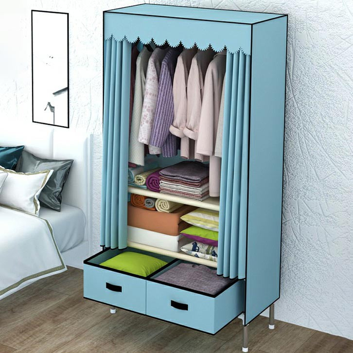 Contemporary Wardrobe Armoire with Drawer Steel Wardrobe Closet