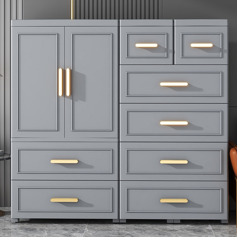 Plastic Wardrobe Cabinet with Drawer Modern Hinged Wardrobe Closet