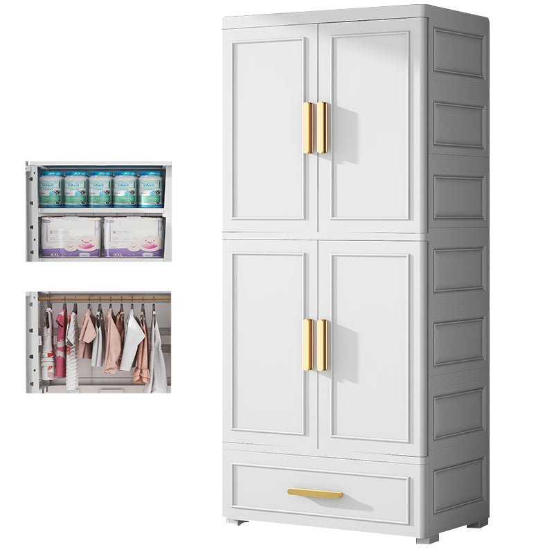 Plastic Wardrobe Cabinet with Drawer Modern Hinged Wardrobe Closet