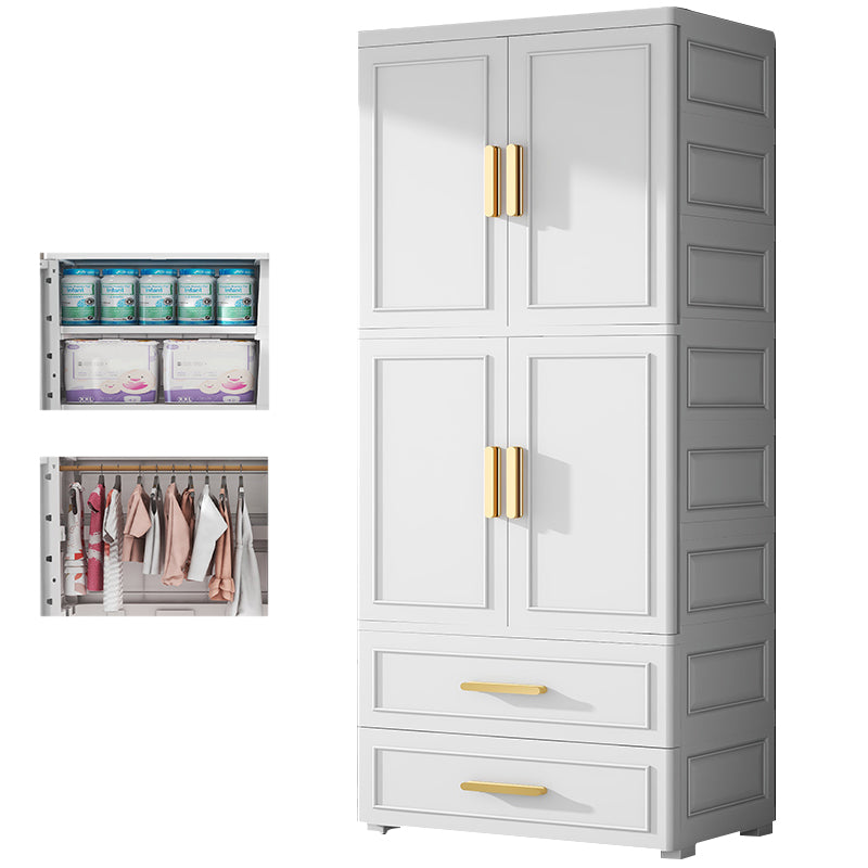 Plastic Wardrobe Cabinet with Drawer Modern Hinged Wardrobe Closet