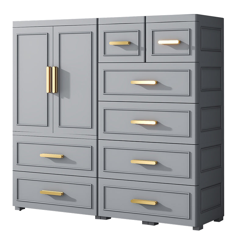 Plastic Wardrobe Cabinet with Drawer Modern Hinged Wardrobe Closet