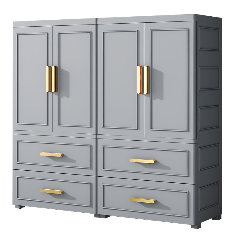 Plastic Wardrobe Cabinet with Drawer Modern Hinged Wardrobe Closet