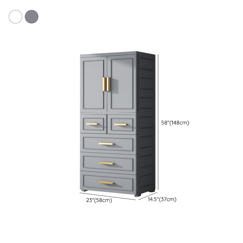 Plastic Wardrobe Cabinet with Drawer Modern Hinged Wardrobe Closet