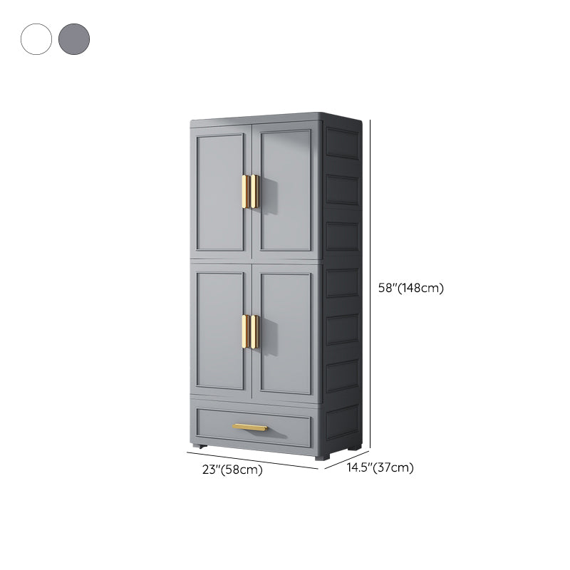 Plastic Wardrobe Cabinet with Drawer Modern Hinged Wardrobe Closet