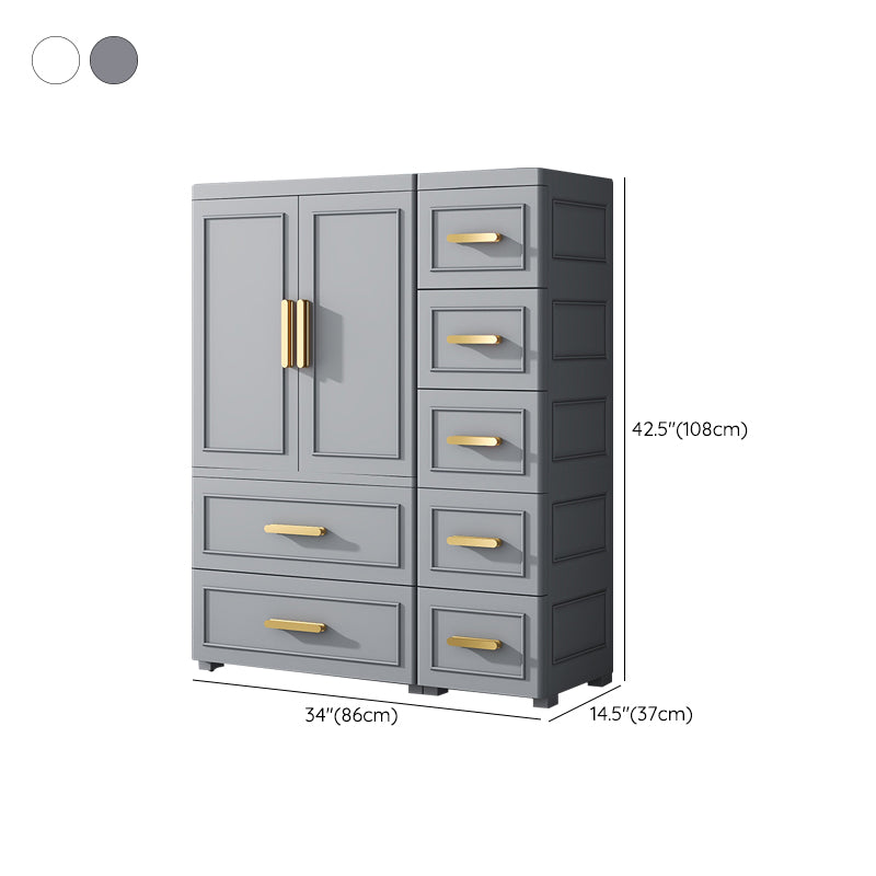 Plastic Wardrobe Cabinet with Drawer Modern Hinged Wardrobe Closet