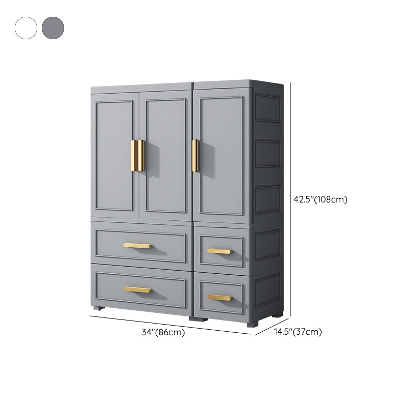 Plastic Wardrobe Cabinet with Drawer Modern Hinged Wardrobe Closet