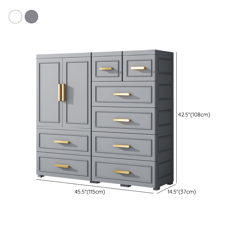 Plastic Wardrobe Cabinet with Drawer Modern Hinged Wardrobe Closet