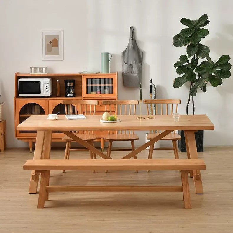 Traditional 1/2/3/5/7 Pieces Dining Set Rectangle Pine Wood Dining Table for Dining Room