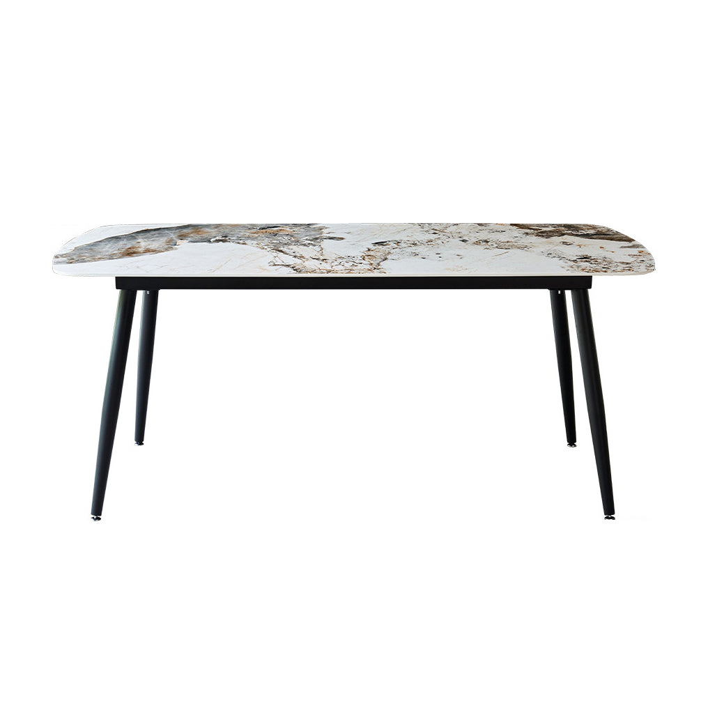 Contemporary Stone Dining Table Set 1/4/5/7 Pieces Dining Set with Solid Back Chairs