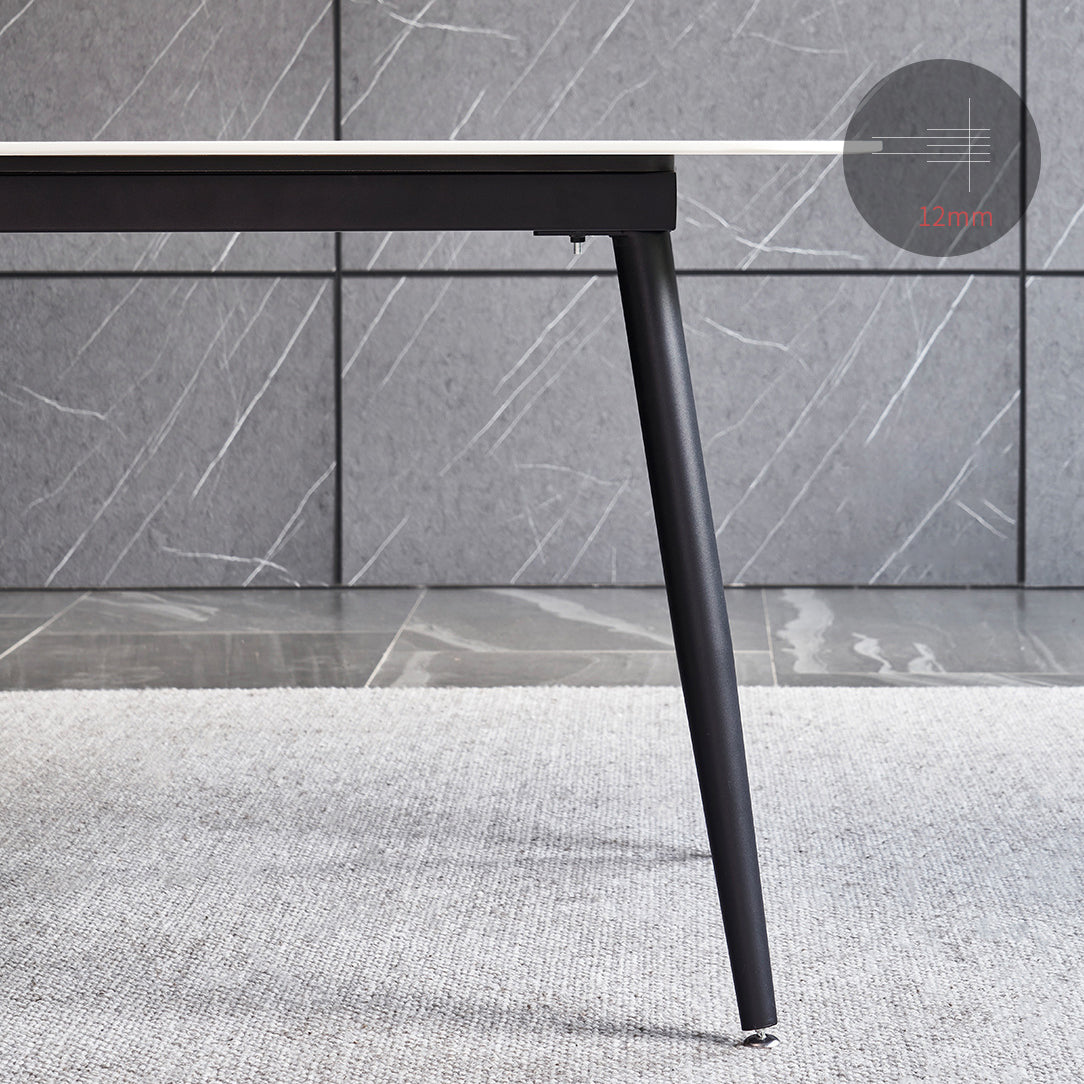 Contemporary Stone Dining Table Set 1/4/5/7 Pieces Dining Set with Solid Back Chairs