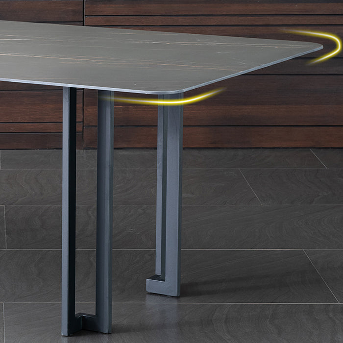 Modern Dining Table Set 1/4/5/9 Pcs Black Sintered Stone Dining Table with Armless Chairs