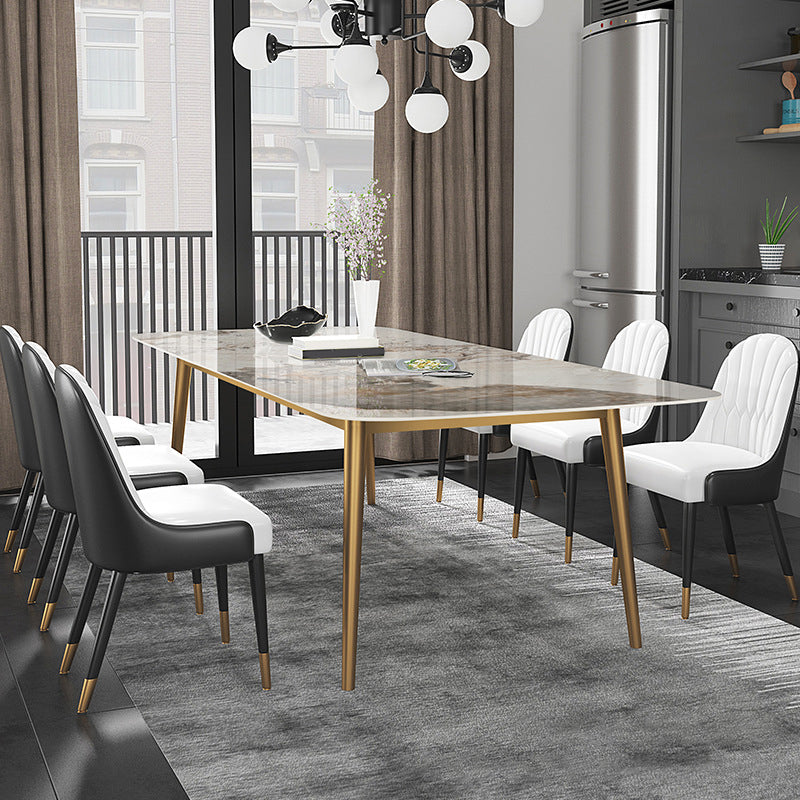 Glam Dinette Set for Dining Room 1/4/6/7 Pieces Glossy White Dining Table Set