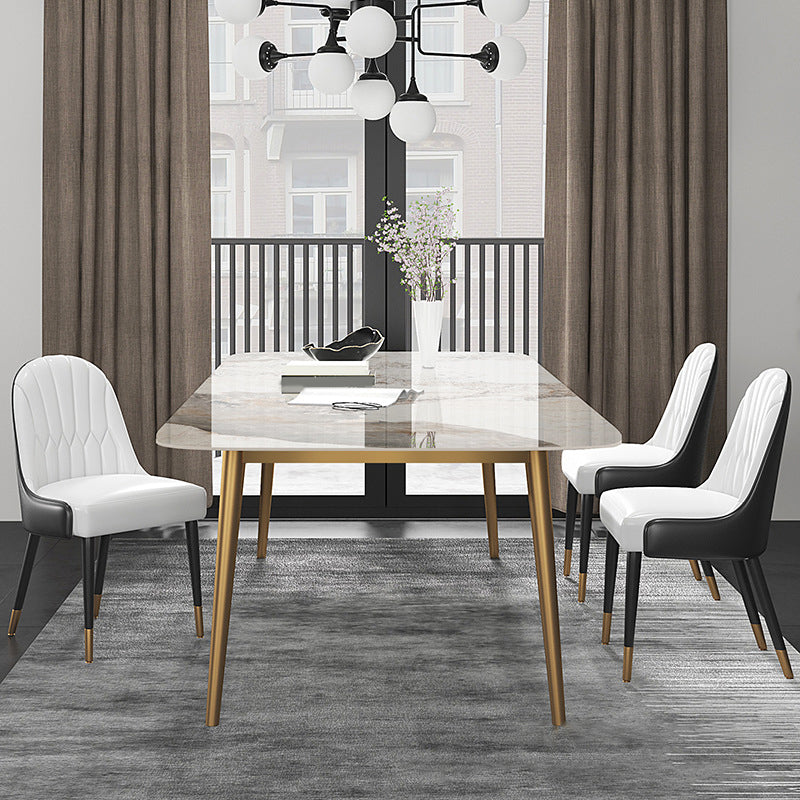 Glam Dinette Set for Dining Room 1/4/6/7 Pieces Glossy White Dining Table Set