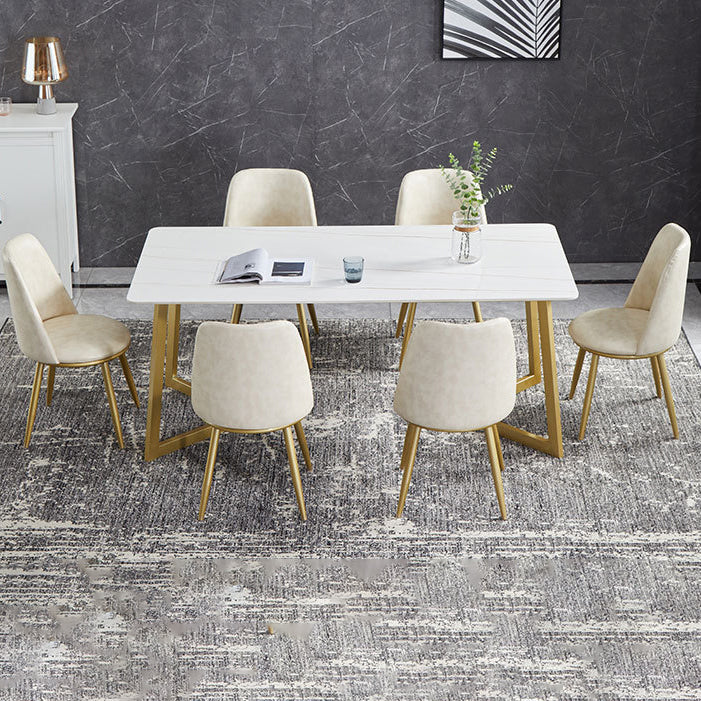 Glossy White Dining Table Set 1/4/5/7 Pieces Glam Dinette Set for Dining Room