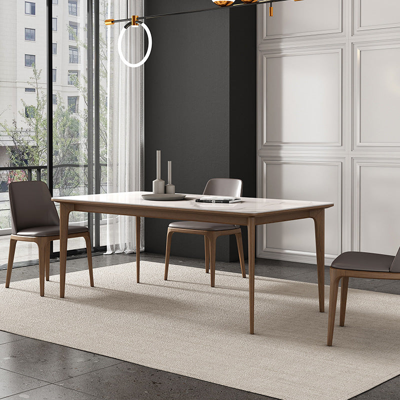 Rectangular Dining Table Set 1/4/5/7 Pieces Dinette Set with Brown Wood Frame