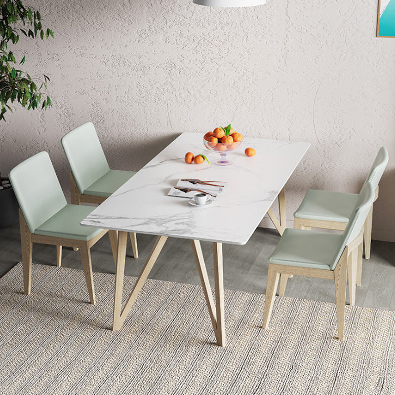 Matte Finish Dining Table Set with Wooden Frame 1/4/5/7 Pieces Glam Dinette Set for Home