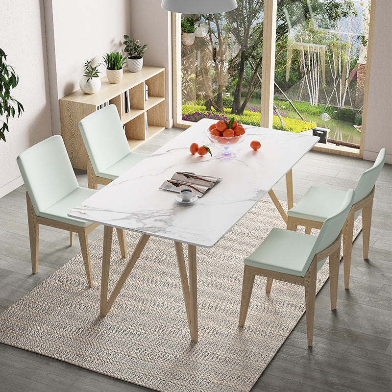 Matte Finish Dining Table Set with Wooden Frame 1/4/5/7 Pieces Glam Dinette Set for Home