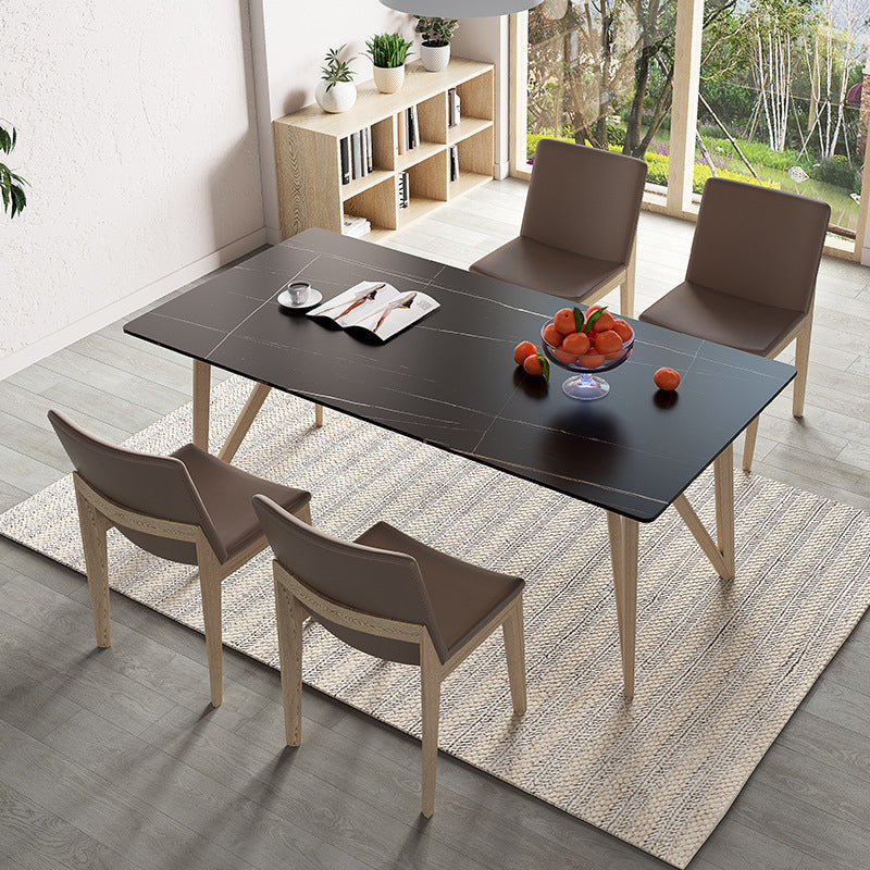 Matte Finish Dining Table Set with Wooden Frame 1/4/5/7 Pieces Glam Dinette Set for Home