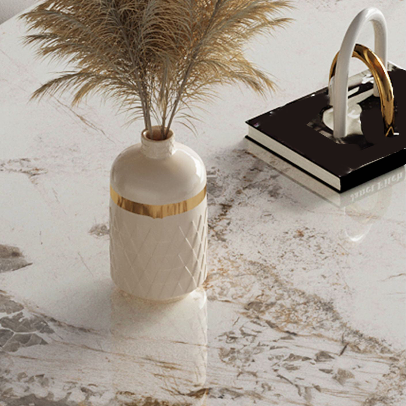 High Gloss Biege Dining Table Set 1/2/4/5/7 Pieces Glam Dinette Set for Home