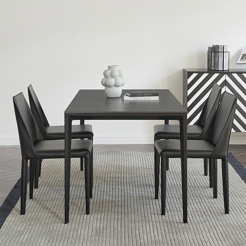Black Dining Table Set with Solid Back Chairs 1/4/5 Pieces Metal Dinette Set