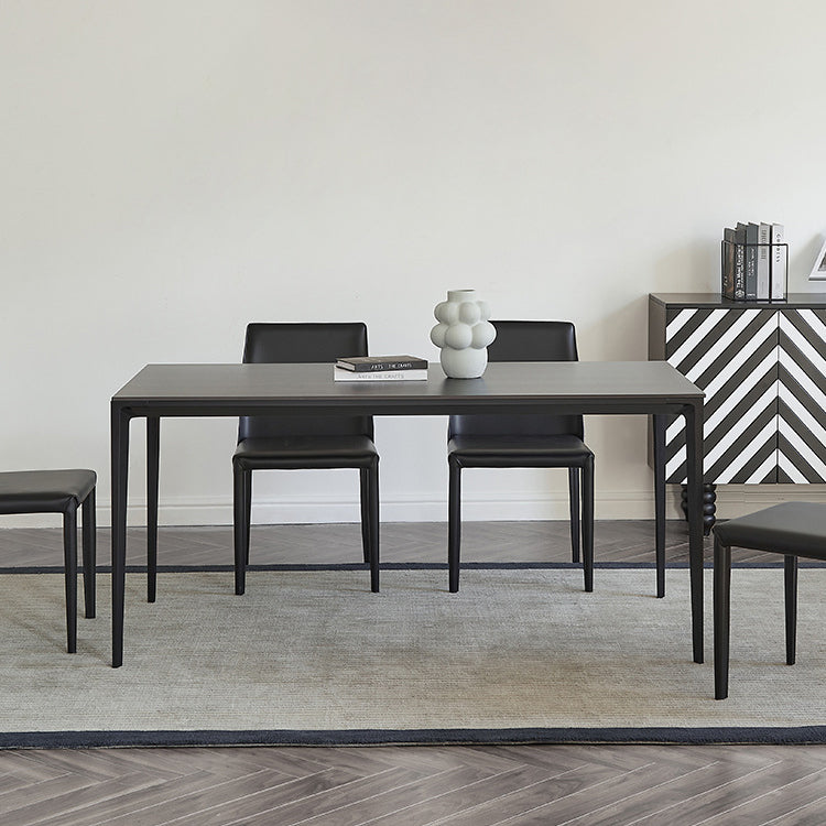 Black Dining Table Set with Solid Back Chairs 1/4/5 Pieces Metal Dinette Set