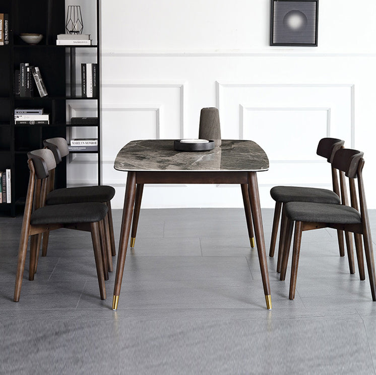 Glossy Gray Dining Table Set 1/4/5/7 Pieces Dinette Set with Wooden Chairs