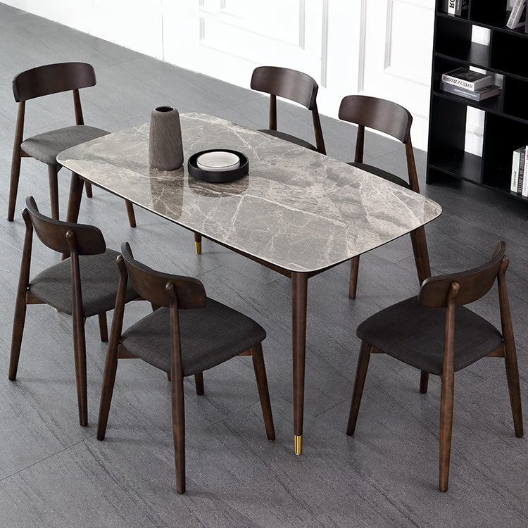 Glossy Gray Dining Table Set 1/4/5/7 Pieces Dinette Set with Wooden Chairs