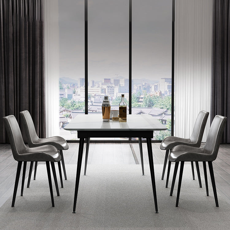 Sintered Stone Dining Table Set 1/5 Pcs Rectangle Dining Table with Armless Chairs