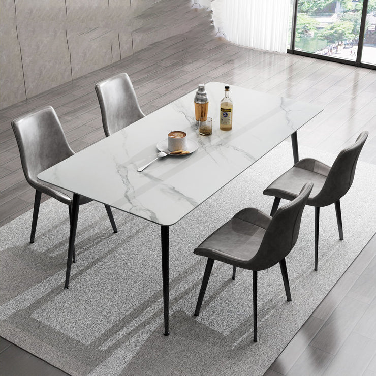 Sintered Stone Dining Table Set 1/5 Pcs Rectangle Dining Table with Armless Chairs