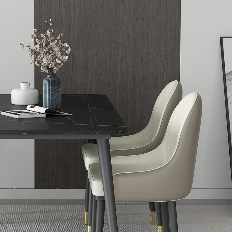 Rectangle Dining Table Set 1/5/7 Pcs Sintered Stone Dining Table with Upholstered Chairs