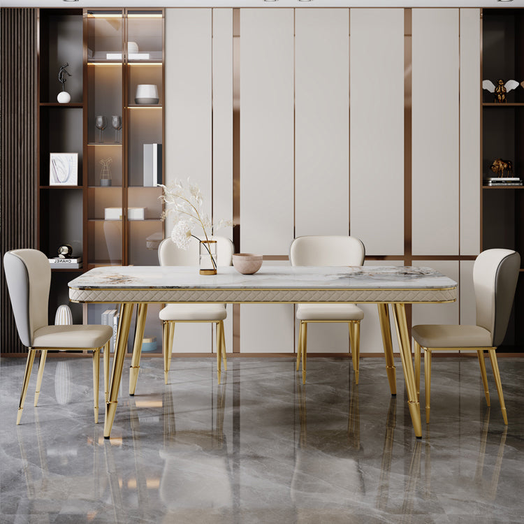 Glam Dining Table Set 1/5 Pcs Rectangle Dining Table with Upholstered Side Chairs