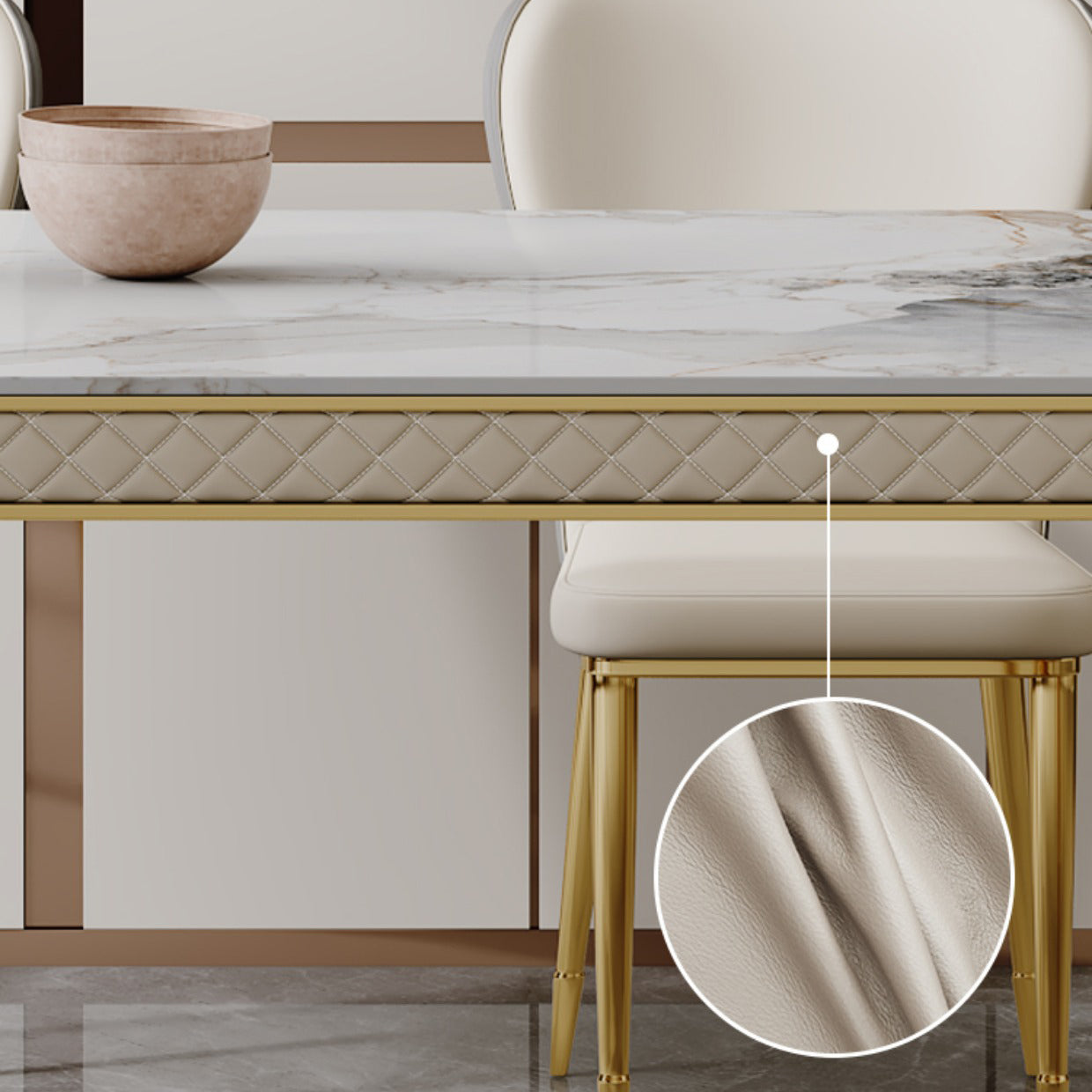 Glam Dining Table Set 1/5 Pcs Rectangle Dining Table with Upholstered Side Chairs